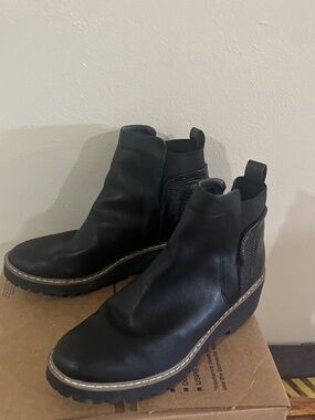 Black Wedge Chelsea Booties